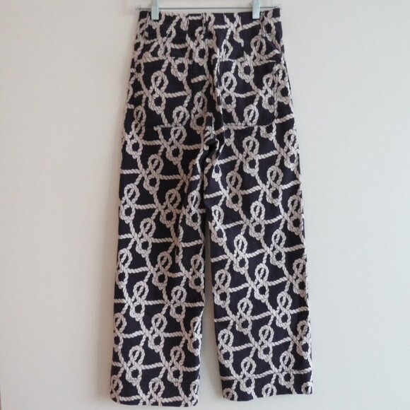 ANTHROPOLOGIE MAEVE The Colette Nautical Rope Wide Leg Cropped Linen Blend Pants - Picture 12 of 16